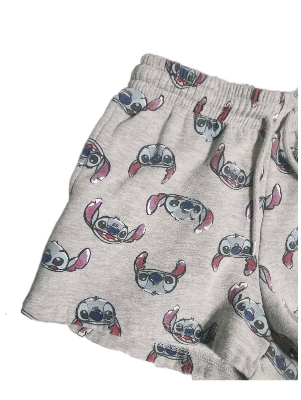 XS Disney Stitch Gray Lounge Pajama Shorts Bottoms Drawstring Stretch Waist